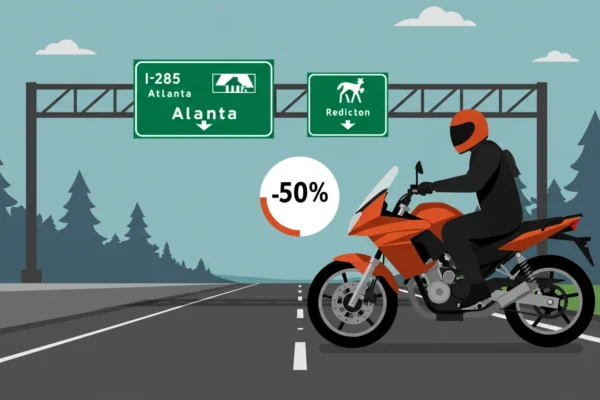 Testigos accidente moto Atlanta: 78% más éxito en 2026