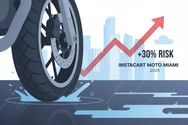 Instacart Moto Miami: Lluvia eleva riesgo 30% en 2025