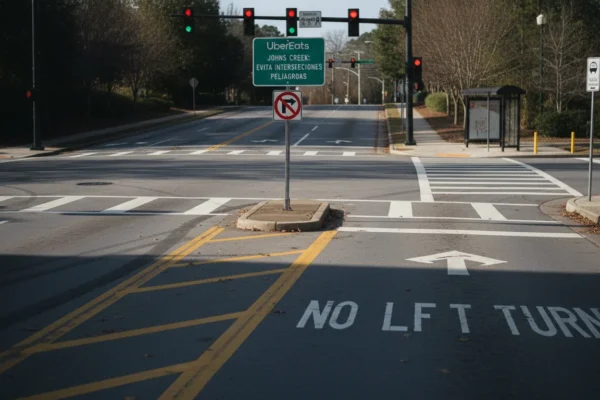 UberEats Johns Creek: Evita intersecciones peligrosas en